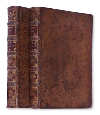 LAW  [MONTESQUIEU, CHARLES DE SECONDAT, Baron de.]  De lEsprit des Loix.  2 vols.  Circa 1748?